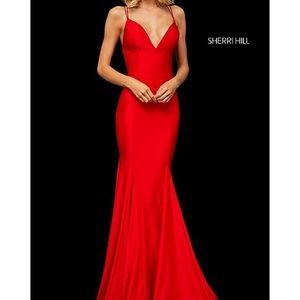 Long Sherri Hill Prom Dress with Trumpet Skirt